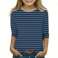 thumbnail image 1 of Girls Casual 3/4 Sleeve Tops Summer Blouses Summer Tops for Kids Girls 3/4 Sleeve Tops Trendy Comfort Tees Clothes Shirt for Girls Navy, 1 of 1