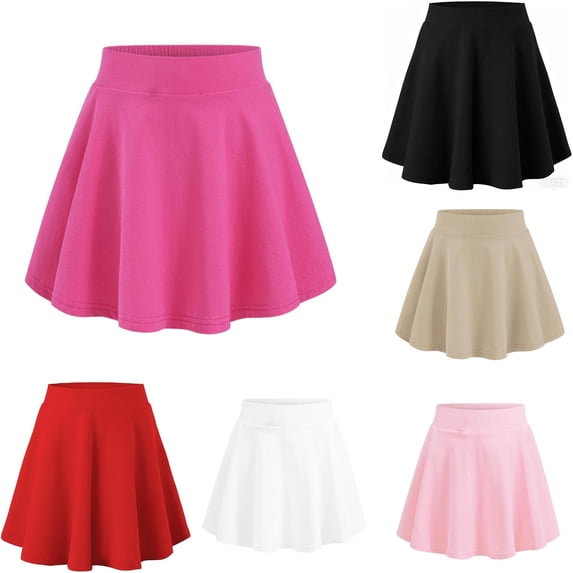 Girls Casual Athletic Skater Skirt Summer Pure Color Stretch Waist Comfortable Play Short Tennis Dress Youth Girls Dresses 9-10 Years