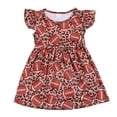 thumbnail image 1 of Girls Casual Baseball Print Dress with Flounce Playful Summer Outfit Toddler Clothes, 1 of 3