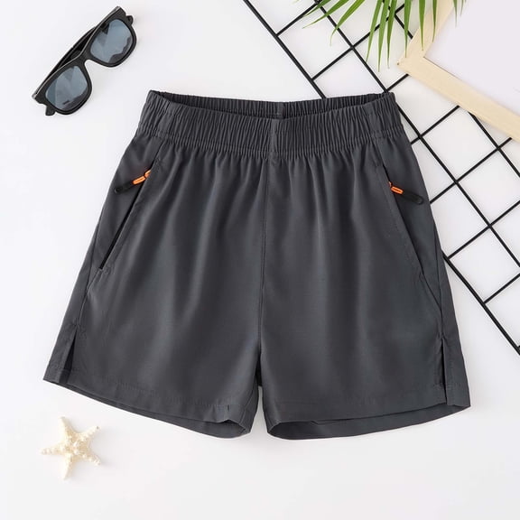 Girls Casual Bermuda Shorts Kids Knee Length High Waisted Summer Shorts Comfy Drawstring Short Pants with Pockets Khaki Shorts for Boys