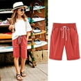 thumbnail image 1 of Girls Casual Bermuda Shorts Kids Knee Length High Waisted Summer Shorts Comfy Drawstring Short Pants with Pockets, 1 of 7