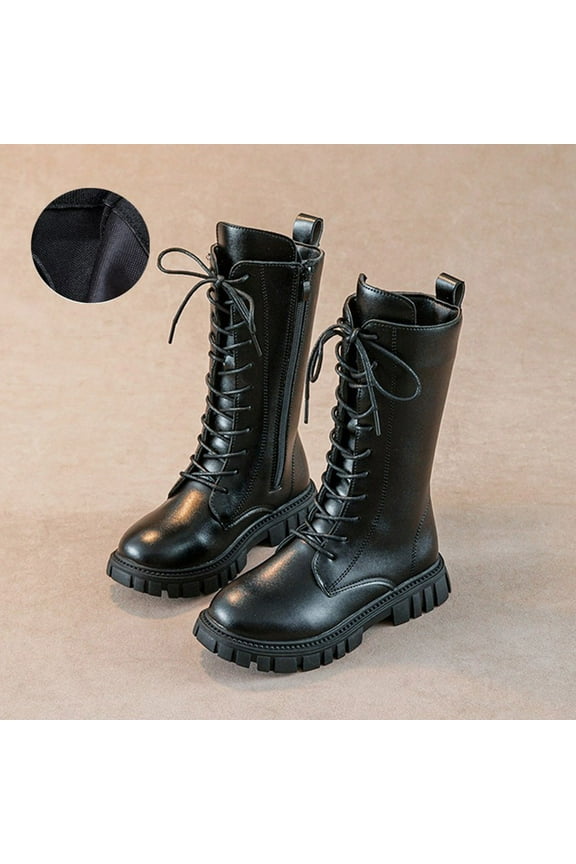 Girls' Casual Bow Knot Leather Ankle Boots for Fall and Winter Fashion