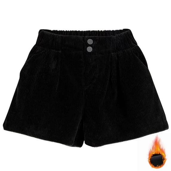 Girls Casual Button High Waist Corduroy Shorts Toddler Cuffed Hem Solid Shorts Trousers with Pockets for 4-14 Years