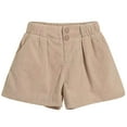 thumbnail image 1 of Girls Casual Button High Waist Corduroy Shorts Toddler Cuffed Hem Solid Shorts Trousers with Pockets for 4-14 Years, 1 of 5