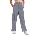 thumbnail image 1 of Girls Casual Cargo Pants with Utility Pockets – Comfortable Wide Leg Jogger Trousers for Everyday Wear, School Uniform & Streetwear (Ages 4-15), 1 of 5