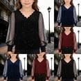 thumbnail image 1 of Girls Casual Carnival Party Long Sleeve V Neck Top Sparkly Loose T Shirt Soft Lightweight Teens Festive Celebration Blouse Black 4-5 Y, 1 of 10