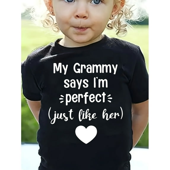 Girls' Casual Crew Neck Medium Stretch Knit Tops, Alphabet Print, Soft and Comfortable, Cartoon, Cute, for Summer, Spring, Fall
