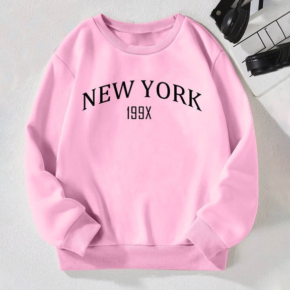 Girls Casual Crewneck Sweatshirts Long Sleeve Cute Pullover Oversized Lightweight Tops Girl Fashion Hoodies Cute Pullover Hoodies for Girls Girl Hoodies Size 14 16 Toddler Girl Zip up Jacket