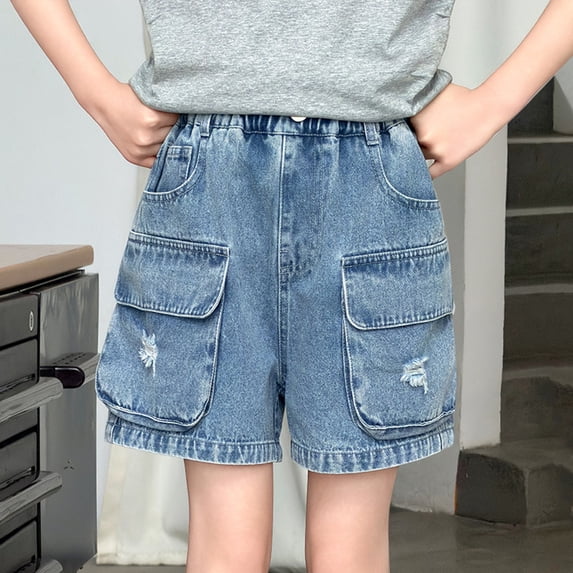 Roiped Girls Casual Denim Shorts for Tween Girls Comfortable Fit Everyday ...