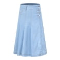 thumbnail image 1 of Girls Casual Denim Skirt Midi Pleated Buttons A-Line Over-Knee with Pocket 3-12Years, 1 of 5