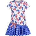 thumbnail image 1 of Sunny Fashion Girls Casual Dress July 4th Star Butterfly Cotton Short Sleeve 8 Years, 1 of 5