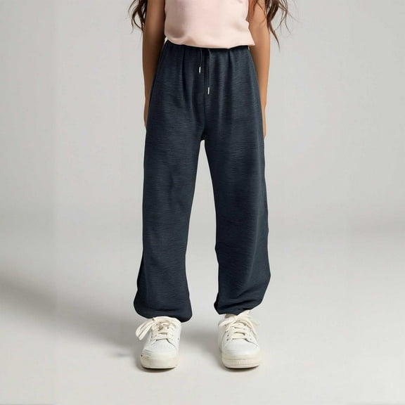 Girls Casual Elastic Waist Wide Leg Joggers Pants For Everyday Wear Spring Summer Outfit With Sneakers Age 9 16 Years