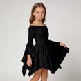thumbnail image 1 of Girls Casual Fashion Off Shoulder Dress With Ruffle Hem Summer Play Outfit Girls Summer Dress Cassual Formal Dresses Cute Sun Dresses, 1 of 7