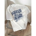 thumbnail image 1 of Girls' Casual Greetings From Hawaii Letter Print Soft Comfortable T-Shirt With Crew Neck, 1 of 6