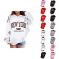 thumbnail image 1 of Girls Casual Hoodies 2025 Long Sleeve City Name Graphic Hooded Sweatshirt with Pockets Kids Pullover Tops, 1 of 1