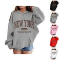thumbnail image 1 of Girls Casual Hoodies 2026 Long Sleeve New York Brooklyn Graphic Hooded Sweatshirt with Pockets Kids Pullover Tops, 1 of 1