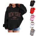 thumbnail image 1 of Girls Casual Hoodies 2026 New York Brooklyn Long Sleeve Graphic Hooded Sweatshirt with Pockets Kids Pullover Tops, 1 of 1