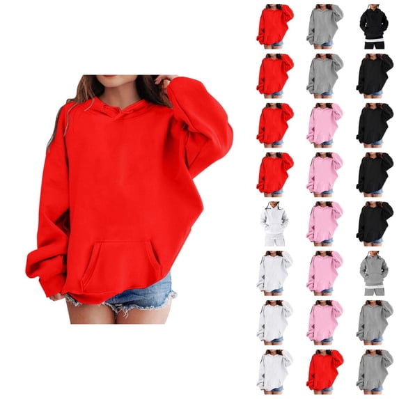 Girls Casual Hoodies Fall Winter Long Sleeve Fashion Letter Graphic Hooded Sweatshirt with Pockets Kids Pullover Tops