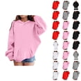 thumbnail image 1 of Girls Casual Hoodies Fall Winter Long Sleeve Fashion Letter Graphic Hooded Sweatshirt with Pockets Kids Pullover Tops, 1 of 1