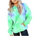 thumbnail image 1 of Girls Casual Hoodies, Kids Oversized Hooded Sweatshirts, Toddler Baby Tie-Dyed Print Long Sleeve Pullover Tops with Pockets Casual Loose Winter Shirts Green 3T, 1 of 3