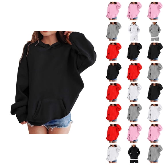Girls Casual Hoodies Long Sleeve Fall Winter Fashion Letter Graphic Hooded Sweatshirt with Pockets Kids Pullover Tops