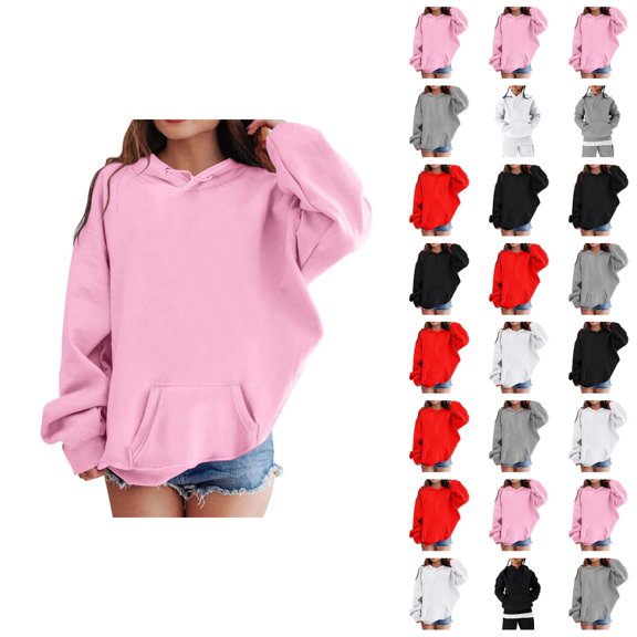 Girls Casual Hoodies Long Sleeve Fall Winter Fashion Letter Graphic Hooded Sweatshirt with Pockets Kids Pullover Tops