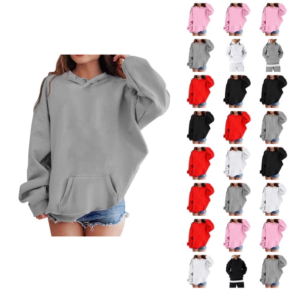 Girls Casual Hoodies Long Sleeve Fall Winter Fashion Letter Graphic Hooded Sweatshirt with Pockets Kids Pullover Tops