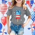 thumbnail image 1 of Girls Casual Independence Day Print Tee Short Sleeve Round Neck Blouse Patriotic Summer Tops For Daily Play Party Festive Outfits Breathable Soft Youth Fashion ShirtsGrey6-7 Years, 1 of 3