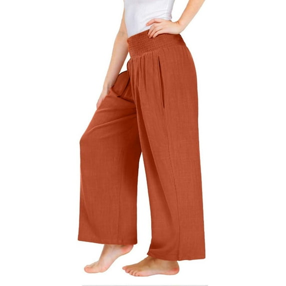 Girls Casual Jogger Pants New Teen Girls Linen Pants Summer Boho Wide Leg High Waist Casual Loungewear Pant 2025 Beach Travel Vacation Outfits Girls Trousers Size 8 Years