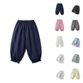 thumbnail image 1 of Girls Casual Lace Pants Summer Long Trousers For Toddler Kids Elastic Waist Cuffed Legs, 1 of 4