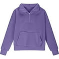 thumbnail image 1 of Girls Casual Long Sleeve Hoodie V-Neck Pullover Sweaters Quarter Zip With Pocket Sweatshirt Top For Teen Girls,Kids Sweatshirts,Size:11-12 Years, 1 of 4