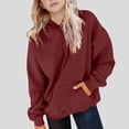 thumbnail image 1 of Girls Casual Long Sleeve Hoodies Cute Oversized Fleece Pocket Sweatshirt Tops Wine 12-13 Years, 1 of 6