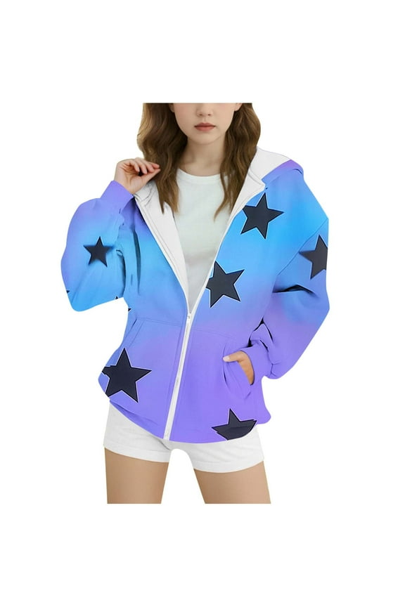 Girls Casual Long Sleeve Hoodies Cute Oversized Zipper Pocket Sweatshirt Tops Little Kids Fashion Fall Winter Clothing Teen Girl Preppy Hooded Sweatshirts Comfy Jacket Coats Workout Activewear