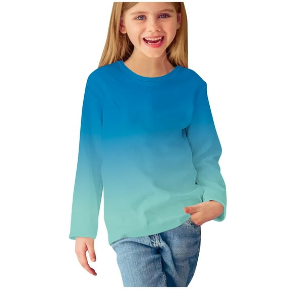 Girls Casual Long Sleeve T Shirts Kids Loose Soft Striped Color Block Tunic Tops, Tees Blouses Size 3-13 Years