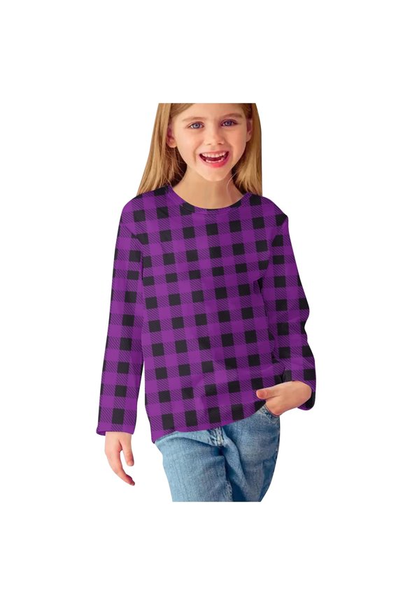 Girls Casual Long Sleeve T Shirts Kids Loose Soft Striped Color Block Tunic Tops, Tees Blouses Size 3-13 Years