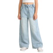 Girls Casual Loose Fit Straight Leg Wide Pants Comfortable Everyday Wear For Big Kids And Tweens