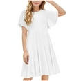 thumbnail image 1 of Girls Casual Midi Dresses Short Sleeve Ruffle Flowy Swing A-Line Dress 4-13 Years, 1 of 9