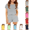 thumbnail image 1 of Girls Casual Outfit Soft Color Top and Shorts Comfy Two Piece Play for Toddler and Kids Set for Baby Girls 6-7 Years, 1 of 5