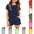 thumbnail image 1 of Girls Casual Outfit Soft Color Top and Shorts Comfy Two Piece Play for Toddler and Kids Set for Baby Girls 7-8 Years, 1 of 4