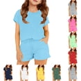thumbnail image 1 of Girls Casual Outfit Soft Color Top and Shorts Comfy Two Piece Play for Toddler and Kids Set for Baby Girls 7-8 Years, 1 of 5
