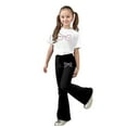 thumbnail image 1 of Girls Casual Outfit With Bow Print Flared Pants Two Piece Sets Clothes, 1 of 4