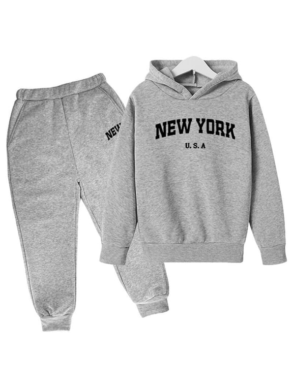 Girls Casual Outfits Sets Pullover Sweatshirt Tracksuit Jogger Pants Comfortable Hoodie 2 Piece Ensemble Activewear for Kids