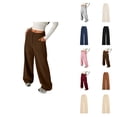 thumbnail image 1 of Girls Casual Pants Casual Pants Girls Solid Corduroy Wide Leg Pants for Kids - Button Front Zipper Straight Leg Everyday Casual Wear, 1 of 8