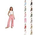 thumbnail image 1 of Girls Casual Pants Soft Stretch Comfy Everyday Playwear Trousers With Elastic Waist For Toddler Kids, 1 of 8