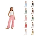 thumbnail image 1 of Girls Casual Pants Soft Stretch Comfy Everyday Playwear Trousers With Elastic Waist For Toddler Kids, 1 of 8