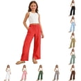 thumbnail image 1 of Girls Casual Pants Soft Stretch Comfy Everyday Playwear Trousers with Elastic Waist for Toddler Kids Toddler Girl Pants 9-10 Years, 1 of 8
