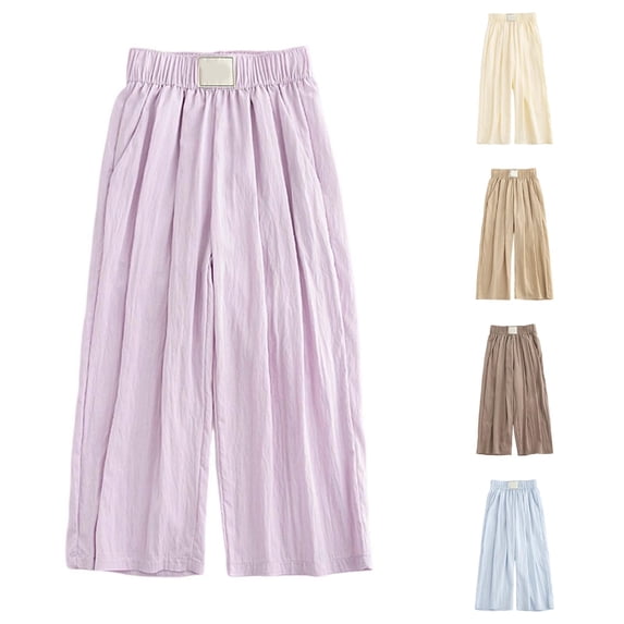 Girls Casual Pants Wide Leg Palazzo Boho Summer Trousers for Toddler Kids Youth Comfortable Elastic Waist Lightweight Breathable Women Pants Tall Pants for Girls Little Girls Outfits