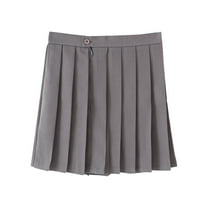 Girls Casual Pleated Mini Skirt Fashion College Style Half Skirt Solid Color Short A-line Skirt for 11-18 Years