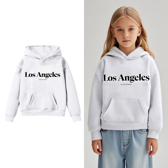Girls Casual Pullover Hooded Sweatshirt With Pocket Preppy Graphic Long Sleeve Loose Tops For Fall Winter
