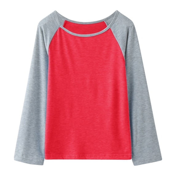 Girls Casual Raglan Sleeve T Shirts Long Sleeved Crewneck Tunic Tops For Kids